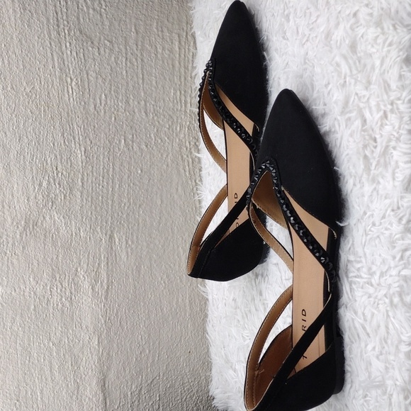 Torrid Black Fabric Embellished V-Strap Pointed Toe Slip On Flat Loafer… - Picture 4 of 14